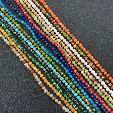 Cuentas Sueltas de Piedra Natural Jaspe Imperial Turquesa Redondas para Fabricación de Joyas DIY Collar Pulsera Accesorio