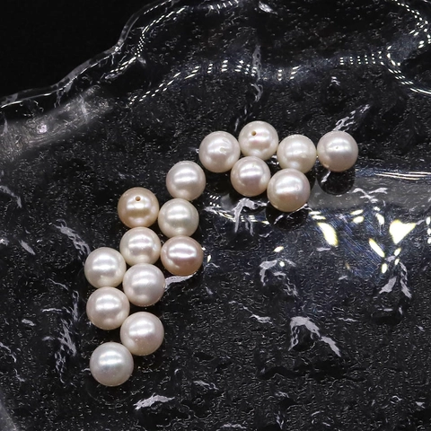 High Luster Natural Freshwater Pearl Round Loose Beads Drilled Hole DIY Jewelry Making Supplies Accessories For Earrings Necklaces