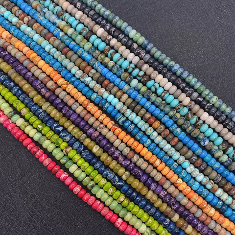 Natural Stone Imperial Jasper Rondelle Abacus Beads For DIY Jewelry Making Polished Colorful Spacer Beads Jewelry Finding