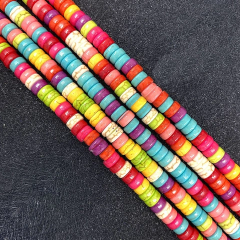 Natural Stone Heishi Beads Multicolor Flat Round Disk Spacer Beads For DIY Jewelry Making Bohemian Polished Gemstone Strand