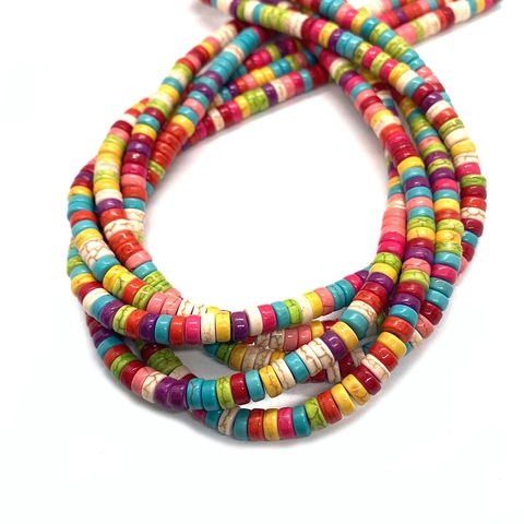 Natural Stone Heishi Beads Multicolor Flat Round Disk Spacer Beads For DIY Jewelry Making Bohemian Polished Gemstone Strand
