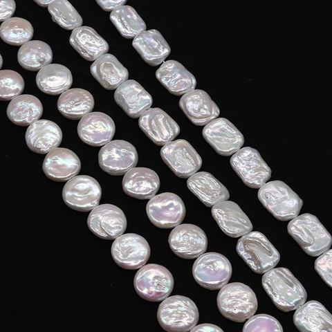 Natural Freshwater Pearl Beads Rectangular Button Coin Shape Baroque Loose Beads For Jewelry Making DIY Bridal Wedding Decoration