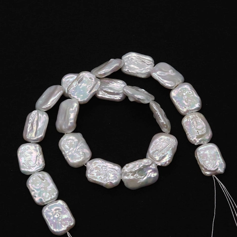 Natural Freshwater Pearl Beads Rectangular Button Coin Shape Baroque Loose Beads For Jewelry Making DIY Bridal Wedding Decoration
