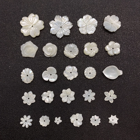 Natural Shell Flower Beads Carved White Floral Leaf Shape Loose Beads For DIY Jewelry Making Accessories Handcrafted Supplies