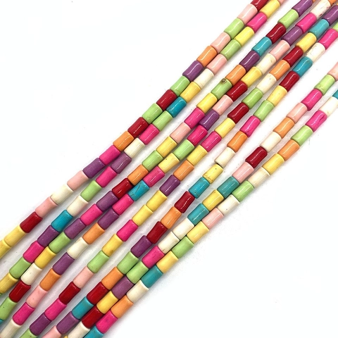 Colorful Synthetic Turquoise Polished Cylinder Tube Loose Beads For DIY Jewelry Making Necklace Bracelet Craft Accessories