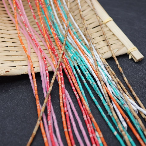 Natural Stone Cylinder Tube Beads For DIY Jewelry Making Multiple Colors Marble Texture Heishi Beads Craft Supplies
