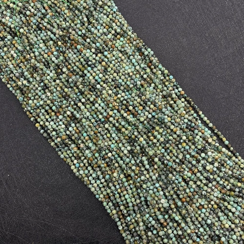 Natural Faceted African Turquoise Round Loose Beads Jasper Stone Beads For Jewelry Making DIY Bracelets Necklaces Handicrafts