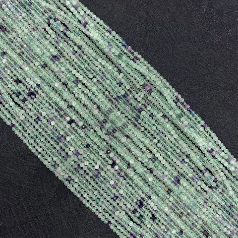 Natural Fluorite Faceted Round Beads For Jewelry Making DIY Bracelet Accessories Green Purple Crystal Stone Loose Beads
