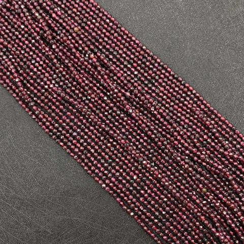 Natürliche Facettierte Granat Runde Lose Perlen Für DIY Schmuckherstellung Trendige Edelstein Zubehör Dunkelrot Strang Für Armbänder