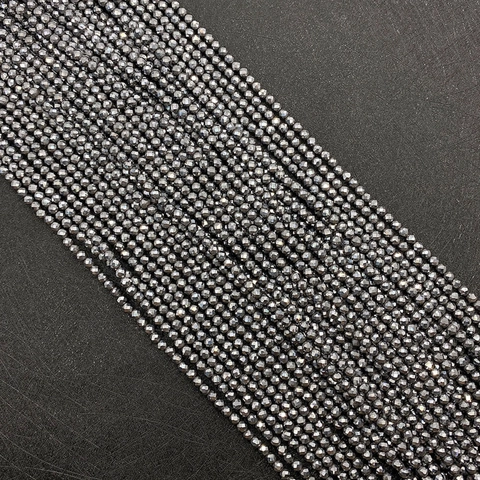Natural Hematite Faceted Round Loose Beads For DIY Jewelry Making Necklaces Bracelets Dark Grey Metallic Stone Beads Gift