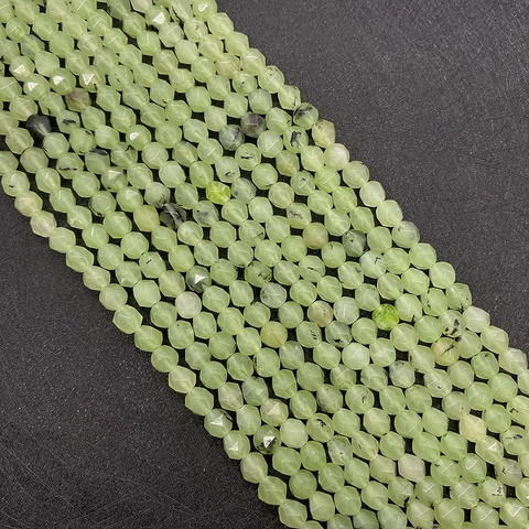Natural Faceted Prehnite Loose Beads For DIY Jewelry Making Light Green Gemstone Beads For Necklace Bracelet Accessories