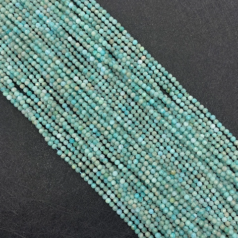 Cuentas de Piedra Natural Amazonita Redondo Facetado para Fabricación de Joyas Bricolaje Pulsera Collar Accesorios