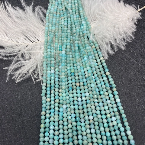 Cuentas de Piedra Natural Amazonita Redondo Facetado para Fabricación de Joyas Bricolaje Pulsera Collar Accesorios