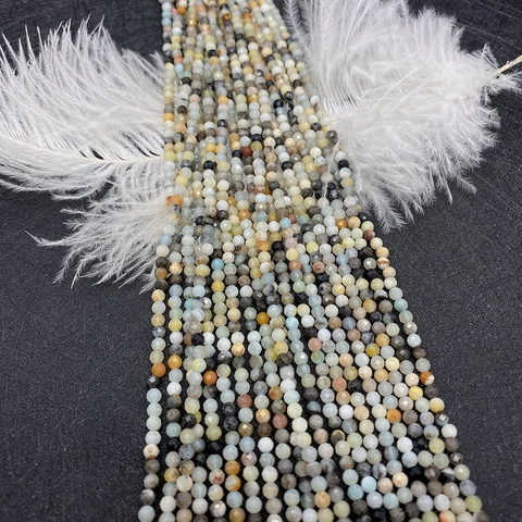 Cuentas Redondas de Piedra Natural Facetada Multicolor Estilo Amazonita Cuentas Espaciadoras Sueltas para Pulsera Collar DIY Fabricación de Joyas Regalo