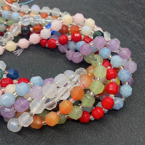 Natural Stone Faceted Beads Quartz Agate Amethyst Tiger Eye Loose Beads Strand For DIY Jewelry Making Bracelet Necklace Accessories