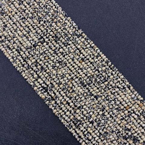 Faceted Dalmatian Jasper Natural Stone Beads Rondelle Flat Round Loose Beads Strand For DIY Jewelry Making Bracelet Accessories