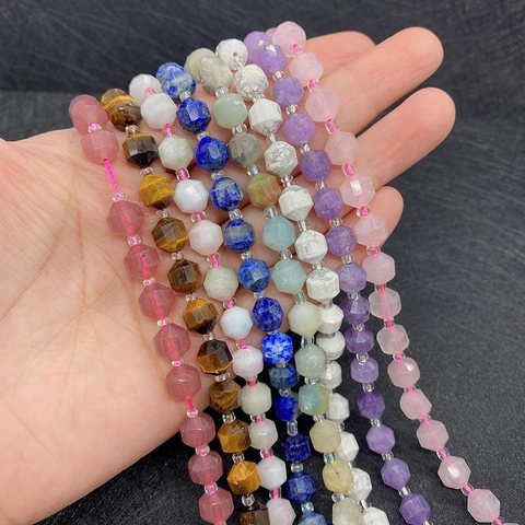 Faceted Natural Stone Beads Conical Gemstone Loose Beads For DIY Jewelry Making Bracelet Necklace Tiger Eye Lapis Lazuli Amethyst
