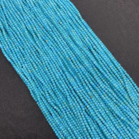 Gefacetteerde Turkoois Natuursteen Ronde Kralen Voor DIY Sieraden Maken Armband Ketting Accessoires Kleine Blauwe Losse Kralenstreng