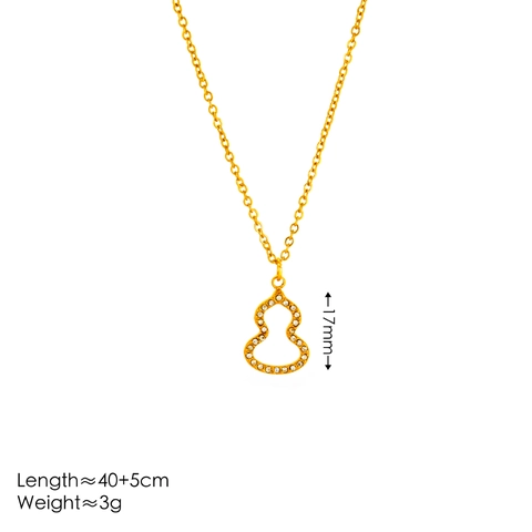 18K Gold Plated 304 Stainless Steel Pendant Necklace For Women Zirconia Infinity Gourd Skirt Key Charm Jewelry Gift