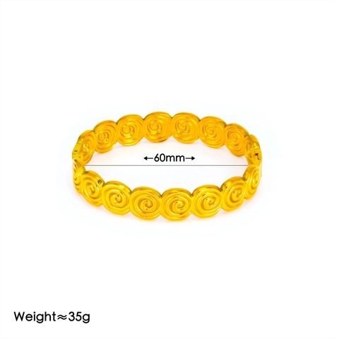 Brazalete de Acero Inoxidable Espiral Círculos Concéntricos Bañado en Oro 18K Pulsera Abierta Minimalista Joyería de Mano
