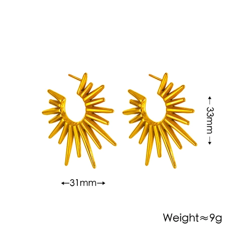 Juego de Joyas de Girasol de Acero Inoxidable Vintage para Mujer Collar y Pendientes de Rayo de Sol Chapado en Oro Plata