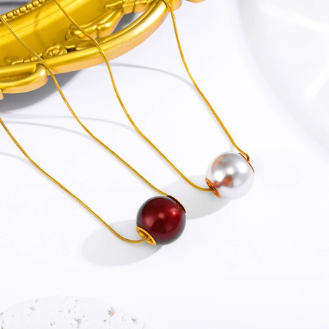 Elegantes Edelstahl Schmuckset Mit Einzelner Künstliche Perle Halskette Und Ohrringe Gold Silber Plattiert Schlangenkette Damen