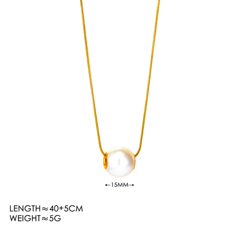 Elegantes Edelstahl Schmuckset Mit Einzelner Künstliche Perle Halskette Und Ohrringe Gold Silber Plattiert Schlangenkette Damen