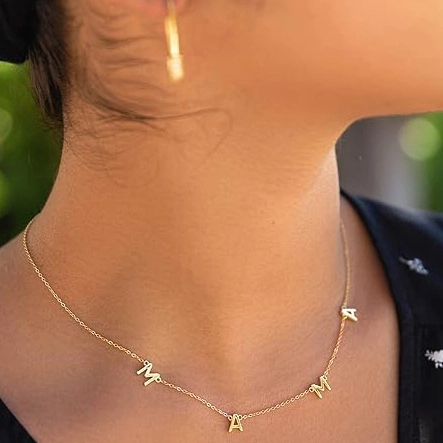 18K Vergoldet 304 Edelstahl MAMA Buchstaben Anhänger Halskette Armband Fußkettchen Set Muttertag Schmuck Geschenk Für Damen