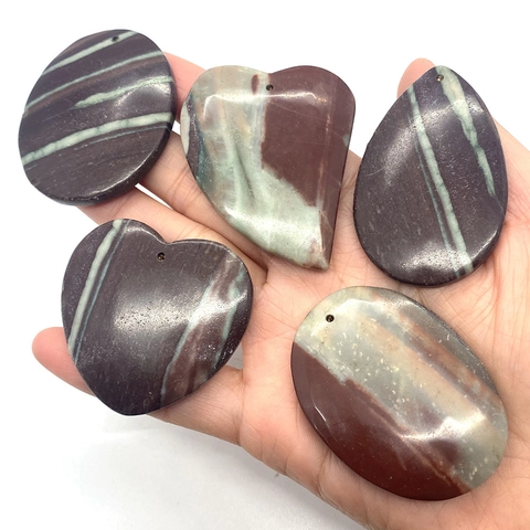 Natural Striped Agate Slices Pendant Multi Shapes Heart Water Drop Oval Polished Charms With Hole DIY Jewelry Making Pendants