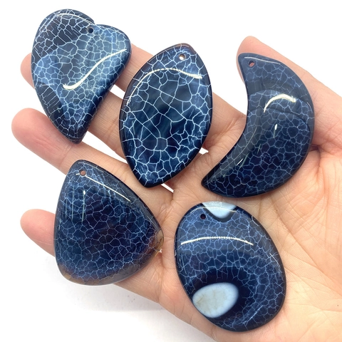 Ciondoli in Pietra Naturale Agata con Vena di Drago per Creazione Gioielli DIY Luna Cuore Ovale Pietre Semipreziose
