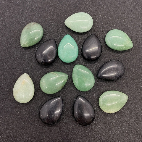 Natural Stone Teardrop Beads Green Aventurine Black Agate Polished Water Drop Loose Beads For DIY Jewelry Making Accessories