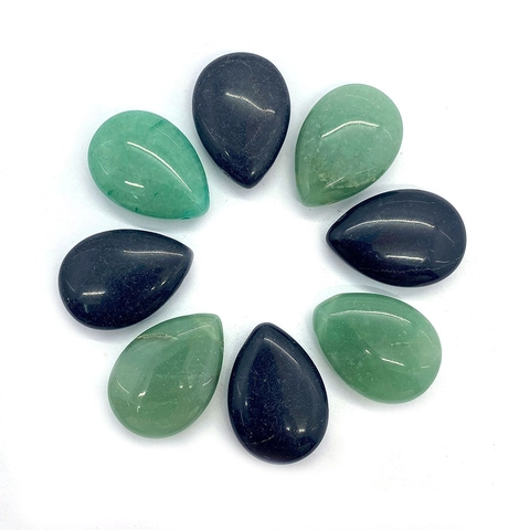 Natural Stone Teardrop Beads Green Aventurine Black Agate Polished Water Drop Loose Beads For DIY Jewelry Making Accessories