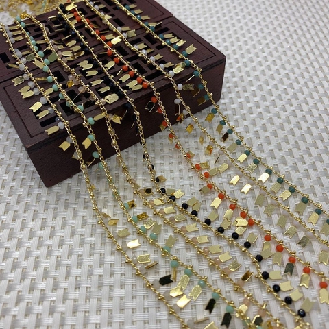 Bohemian Crystal Faceted Beads Chain With Metal Arrow Pendants For DIY Jewelry Making Craft Gold Copper Accessory Chain