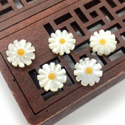 Cuentas Sueltas de Concha Marina Natural Forma de Margarita Cuentas de Nácar Pulidas para Fabricación de Joyas DIY Pulsera Collar Accesorios