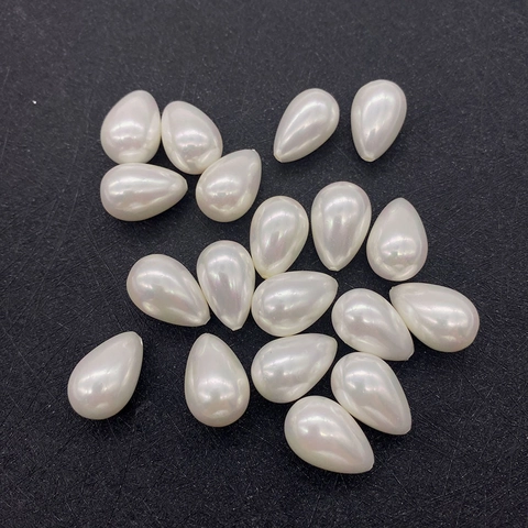 Waterdrop Teardrop Imitation Shell Artificial Pearl Glass Beads Elegant White Loose Beads For DIY Jewelry Making Accessories Wedding Party Decor