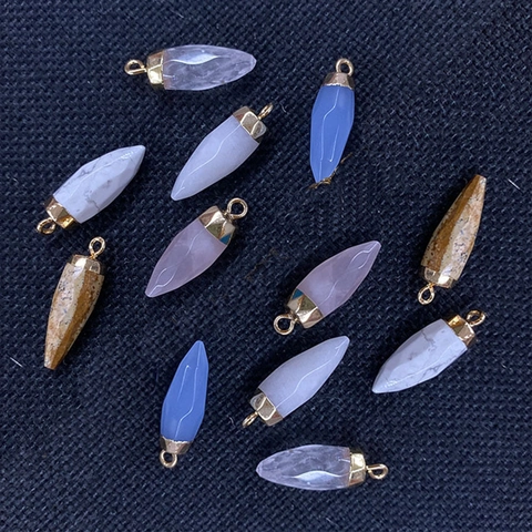 Natuursteen Kogel Zeshoekige Kolom Kristalpunt Hangers Vergulde Koperen Kap DIY Ketting Sieraden Maken Benodigdheden