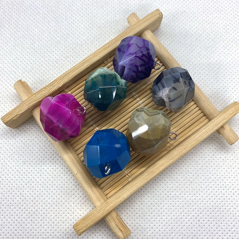 Natural Stone Crystal Faceted Sphere Pendant 19x20mm Stainless Steel Bail For DIY Jewelry Making Necklace Bracelet Accessory