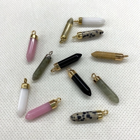 Natural Stone Hexagonal Pointed Bullet Shape Cone Pendant For DIY Jewelry Making Necklaces Quartz Crystal Agate Pendant