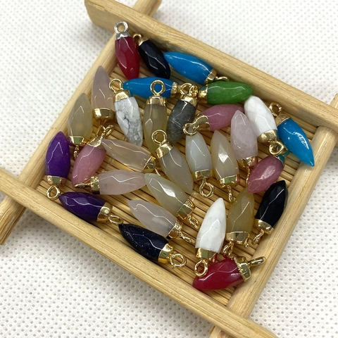Natuursteen Kogelvorm Gefacetteerde Hanger Verguld Kapje Voor DIY Ketting Oorbel Maken Unisex Boho Sieraden Cadeau