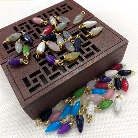 Natuursteen Kogelvorm Gefacetteerde Hanger Verguld Kapje Voor DIY Ketting Oorbel Maken Unisex Boho Sieraden Cadeau