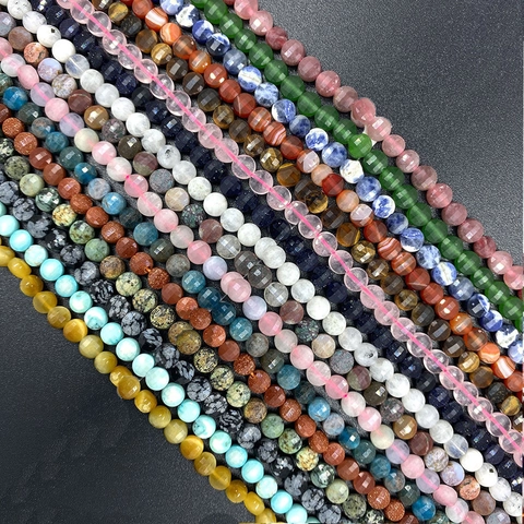Natuursteen Gefacetteerde Rondelle Kralen 6mm Losse Edelsteen Schijfkralen Voor DIY Sieraden Maken Armband Ketting Accessoires