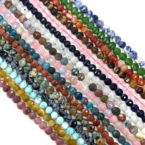 Natuursteen Gefacetteerde Rondelle Kralen 6mm Losse Edelsteen Schijfkralen Voor DIY Sieraden Maken Armband Ketting Accessoires