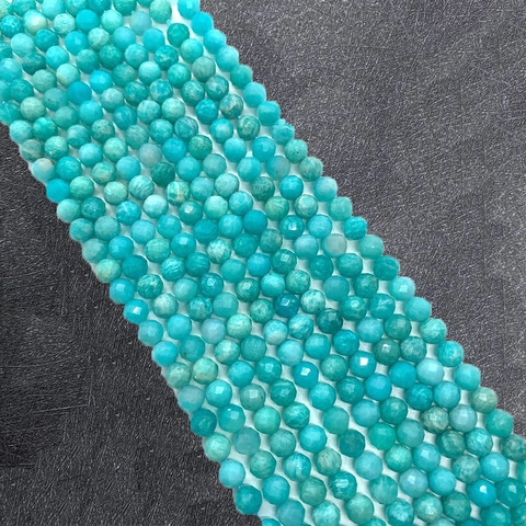 Piedra Natural Amazonita Facetado Cuentas Redondas 6mm Azul Verdoso Cuentas Sueltas para Hacer Joyas DIY Pulsera