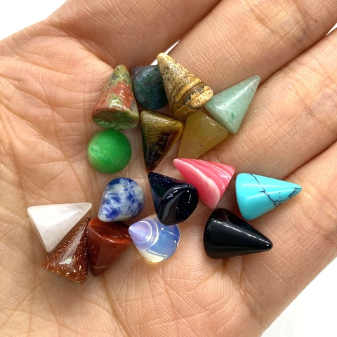 Perles en Pierre Naturelle en Forme de Cône Cabochon de Pierre Précieuse Polie Couleurs Mixtes pour Fabrication de Bijoux DIY