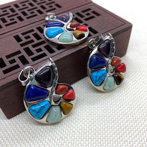 Natural Stone Nautilus Snail Shape Pendant Seven Chakra Healing Stone Lapis Lazuli DIY Jewelry Making Pendant Only
