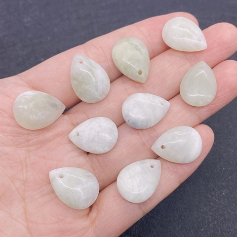 Pietra Naturale Giada Birmana a Forma di Goccia d'Acqua Pendaglio Lucidato per DIY Creazione Gioielli Accessori Collana per Uomo Donna