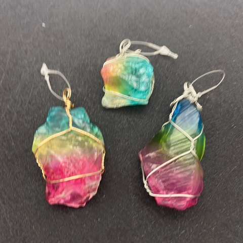 Regenboog Natuursteen Kristal Onregelmatige Hanger Handgemaakte Goud Zilver Draadgewikkelde Ruwe Steen Hanger Voor Sieraden Maken DIY