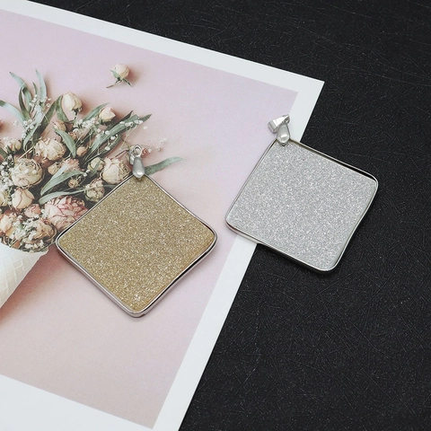 Natural Shell Square Pendant For DIY Jewelry Making Frosted Surface Edged Clasp Necklace Accessories Women Handmade Craft Findings