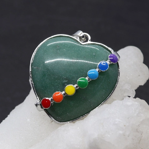 Natural Stone Heart Pendant Only Without Chain For Necklace Making Chakra Rainbow Healing Crystal Jewelry Charm For DIY
