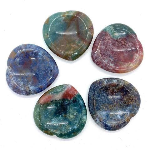 Pierre Naturelle en Forme de Cœur Pierre de Pouce pour Soulager le Stress Agate Pierre de Massage Pierre de Paume Polie pour Bijoux DIY Cadeau